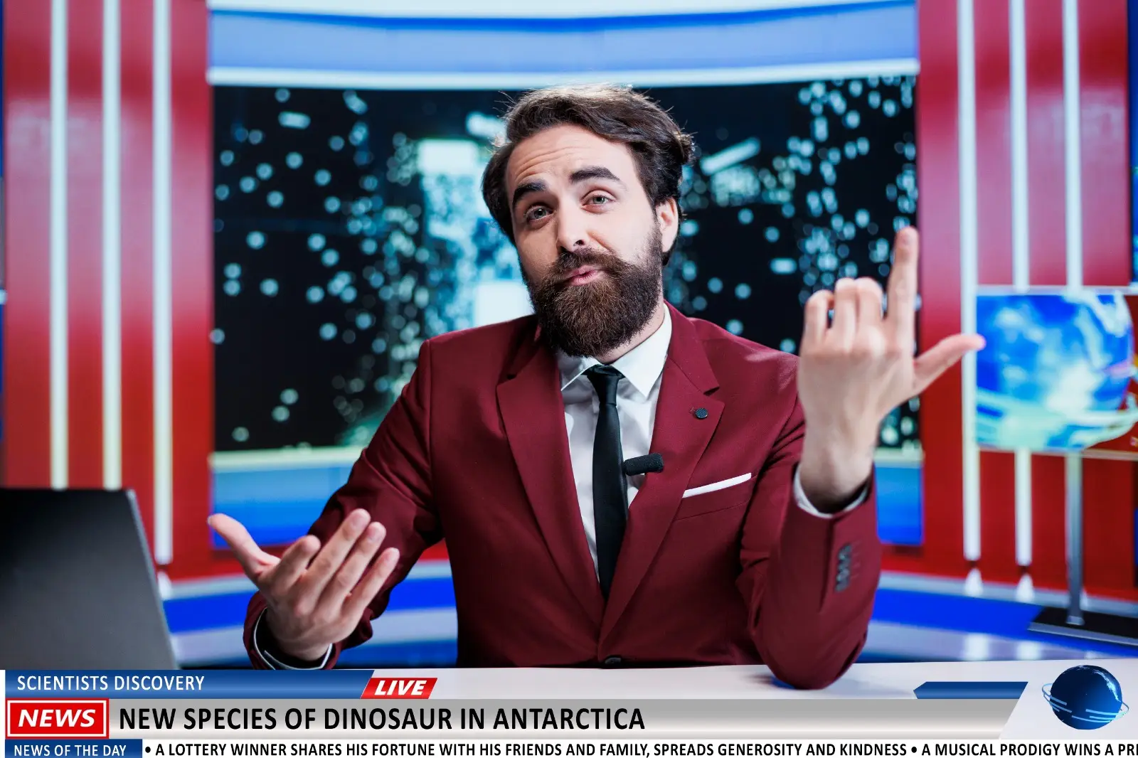 The man reading the news headlines on news chanel